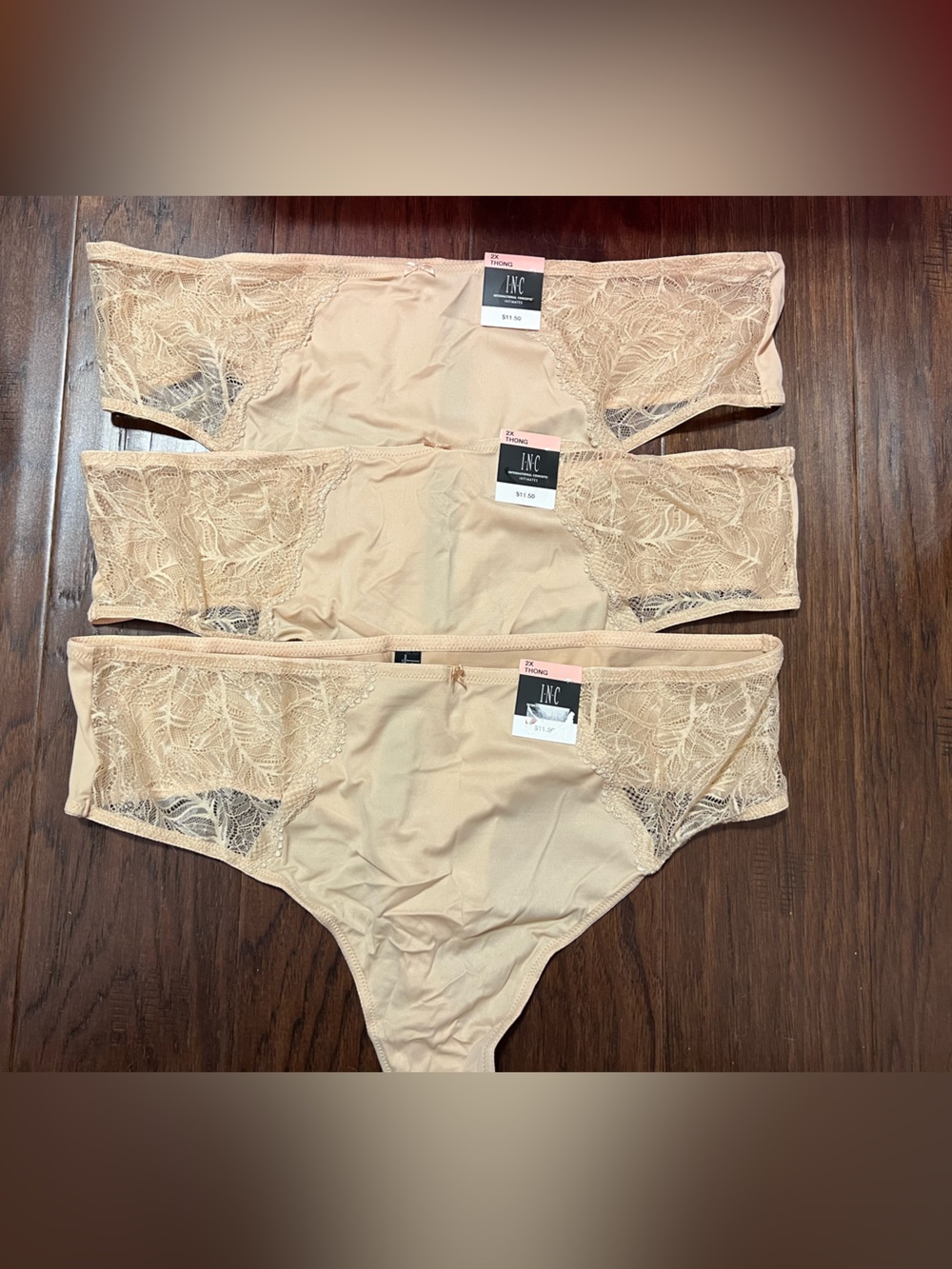 INC Plus Thongs 3 Pair in Frappe (tan) Size 2X, New with tags, Total MSRP $34.50